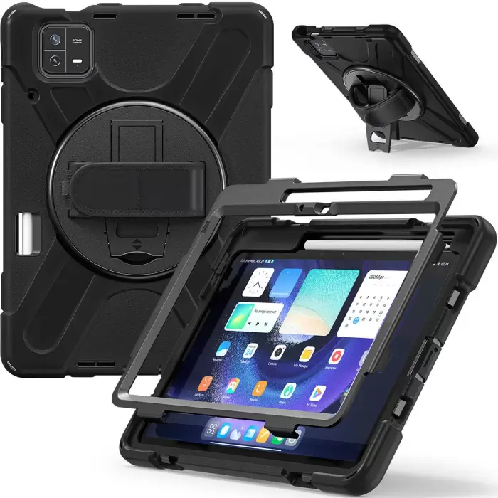 Xiaomi Pad 6 Uyumlu Tablet Silikon Tank Military Ultra Koruma Standlı Defender