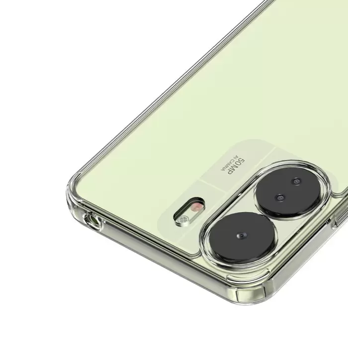 Xiaomi Poco C65 Coss Sert Darbe Emici Silikon Şeffaf Kamera Korumalı Arka Kapak