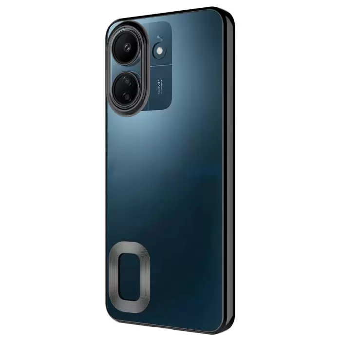 Xiaomi Poco C65 Kamera Lens Korumalı Şeffaf Renkli Logo Gösteren Parlak Omega Kapak