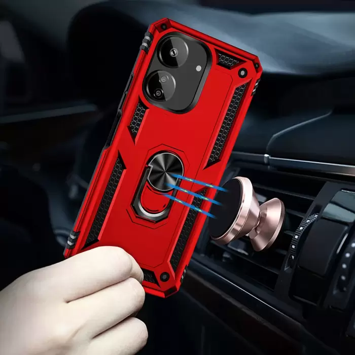 Xiaomi Poco C65 Kılıf Lopard Kamera Korumalı Yüzüklü Tasarım Armor Vega