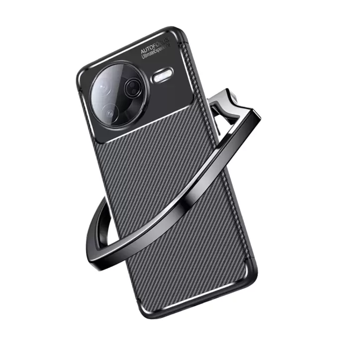 Xiaomi Poco F7 Pro Kılıf Lopard Kamera Korumalı Karbon Desenli Negro Kapak Yüzey Kılıf