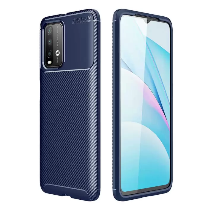 Xiaomi Poco M3 Kılıf Lopard Kamera Korumalı Karbon Desenli Negro Kapak Orijinal Yüzey Kılıf
