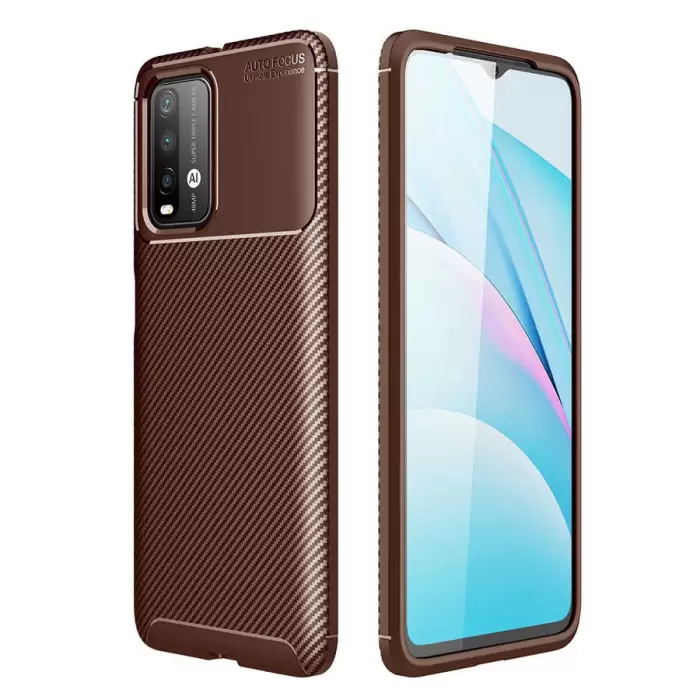 Xiaomi Poco M3 Kılıf Lopard Kamera Korumalı Karbon Desenli Negro Kapak Orijinal Yüzey Kılıf