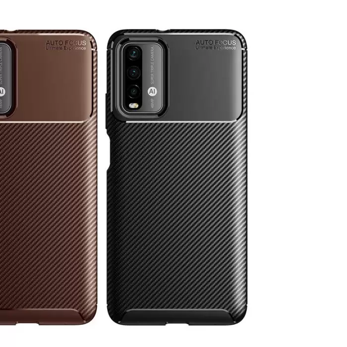 Xiaomi Poco M3 Kılıf Lopard Kamera Korumalı Karbon Desenli Negro Kapak Orijinal Yüzey Kılıf