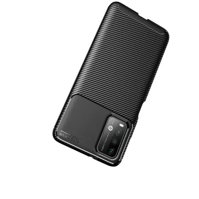 Xiaomi Poco M3 Kılıf Lopard Kamera Korumalı Karbon Desenli Negro Kapak Orijinal Yüzey Kılıf