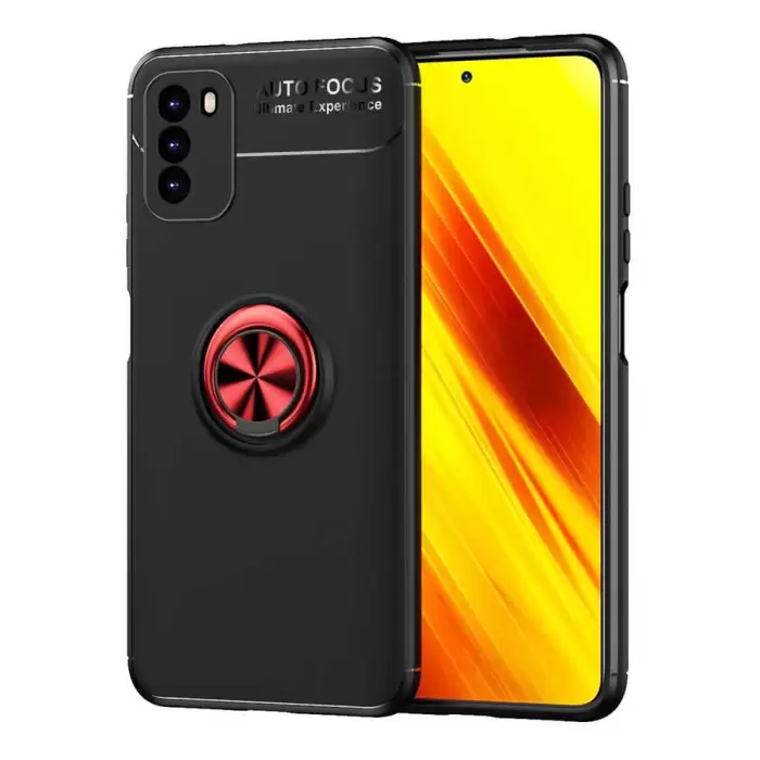 Xiaomi Poco M3 Kılıf Lopard Kamera Korumalı Yüzüklü Standlı Koruyucu Orjinal Kalite Ravel