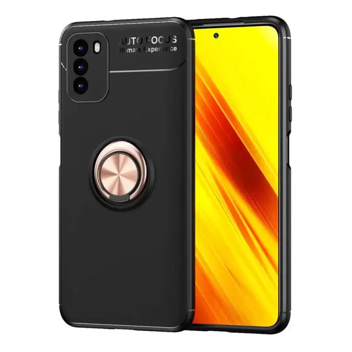 Xiaomi Poco M3 Kılıf Lopard Kamera Korumalı Yüzüklü Standlı Koruyucu Orjinal Kalite Ravel