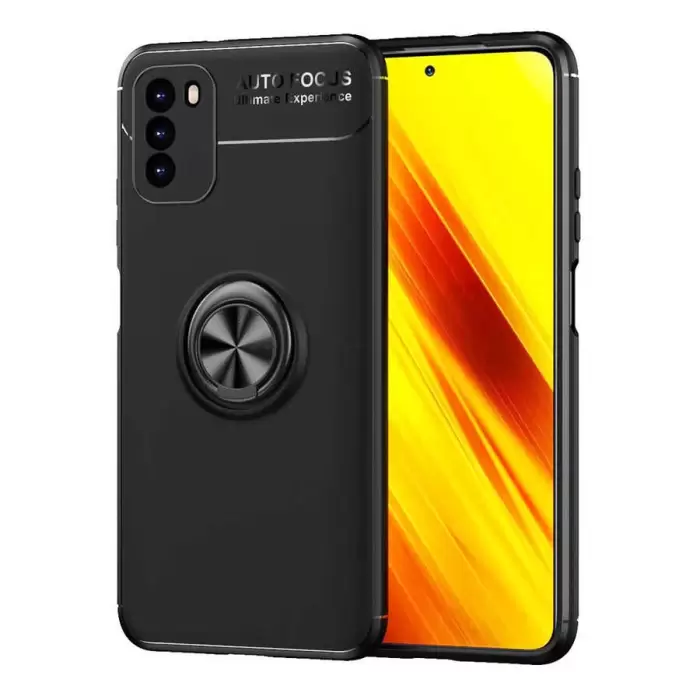 Xiaomi Poco M3 Kılıf Lopard Kamera Korumalı Yüzüklü Standlı Koruyucu Orjinal Kalite Ravel