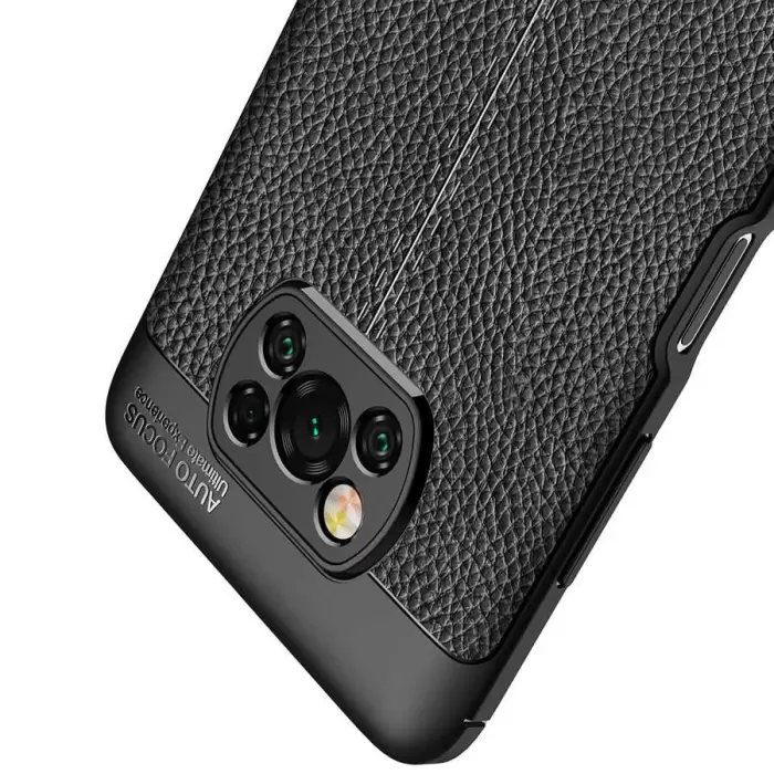 Xiaomi Poco X3 Kılıf Lopard Kamera Korumalı Deri Orjinal Görünümlü Kapak Niss
