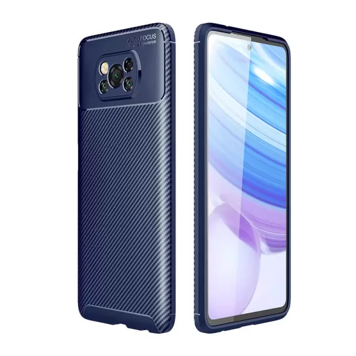Xiaomi Poco X3 Kılıf Lopard Kamera Korumalı Karbon Desenli Negro Kapak Orijinal Yüzey Kılıf