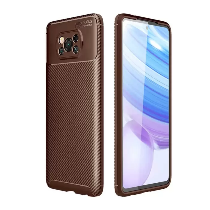 Xiaomi Poco X3 Kılıf Lopard Kamera Korumalı Karbon Desenli Negro Kapak Orijinal Yüzey Kılıf