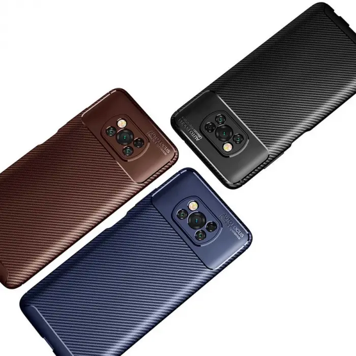 Xiaomi Poco X3 Kılıf Lopard Kamera Korumalı Karbon Desenli Negro Kapak Orijinal Yüzey Kılıf
