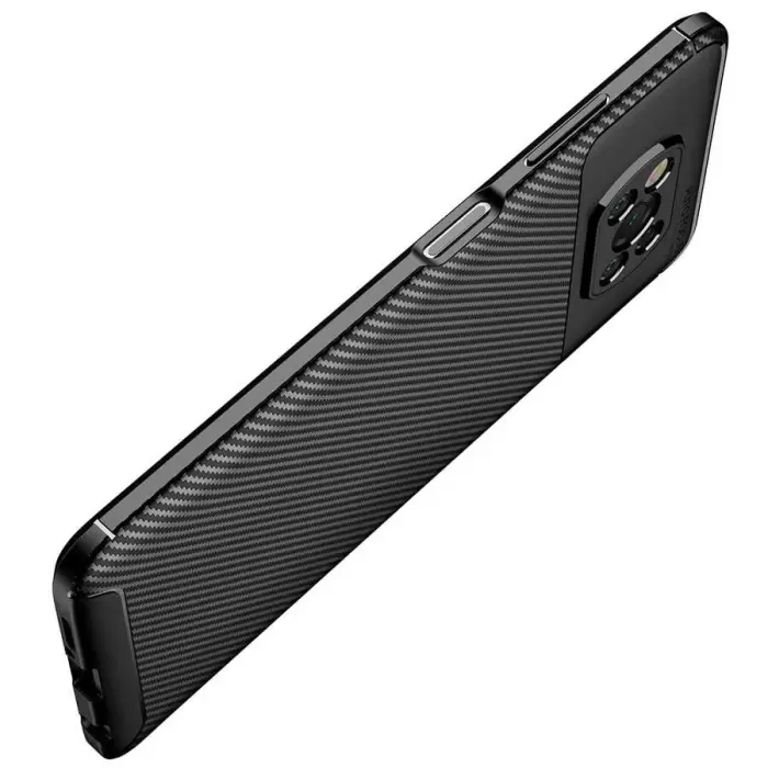 Xiaomi Poco X3 Kılıf Lopard Kamera Korumalı Karbon Desenli Negro Kapak Orijinal Yüzey Kılıf