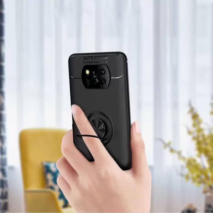 Xiaomi Poco X3 Kılıf Lopard Kamera Korumalı Yüzüklü Standlı Koruyucu Orjinal Kalite Ravel
