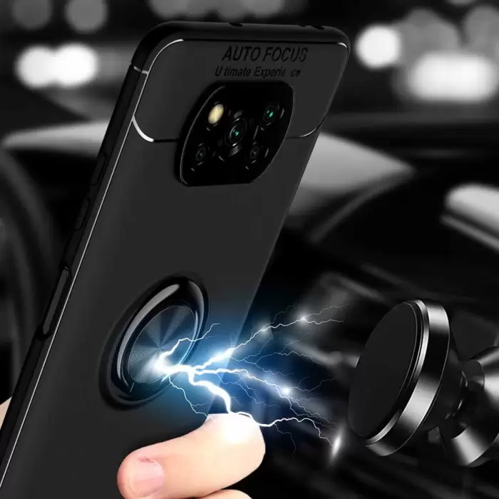 Xiaomi Poco X3 Kılıf Lopard Kamera Korumalı Yüzüklü Standlı Koruyucu Orjinal Kalite Ravel