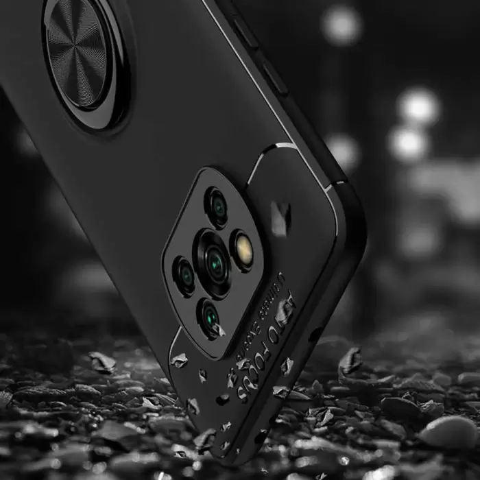 Xiaomi Poco X3 Kılıf Lopard Kamera Korumalı Yüzüklü Standlı Koruyucu Orjinal Kalite Ravel