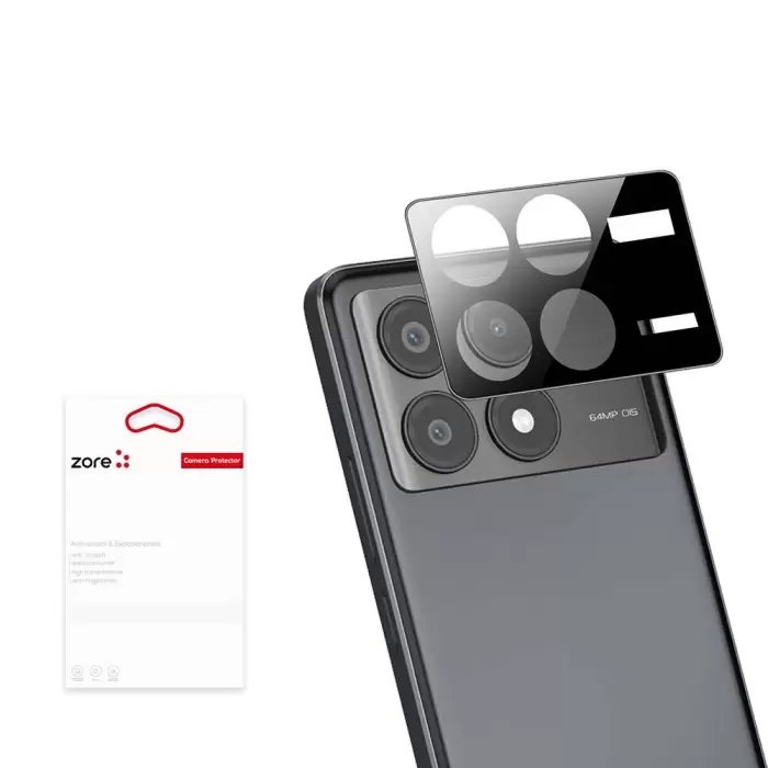 Xiaomi Poco X6 Pro Lopard Siyah Çerçeveli Lens Koruma Parlak Renkli Kamera Koruyucu CL-08 Cam 3D-Kamera-Cam