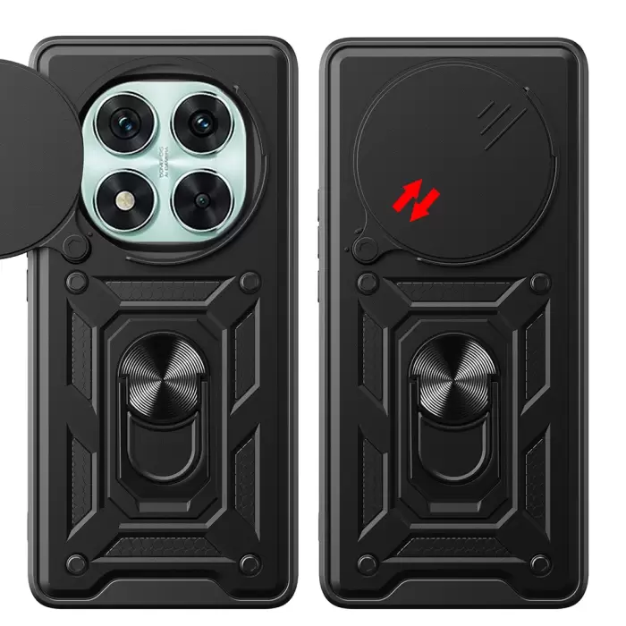 Xiaomi Poco X7 Kılıf Magnetik Standlı Kamera Korumalı Lopard Sürgülü Kamera Korumalı Yüzüklü Tasarım Armor Vega