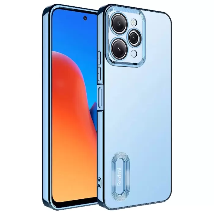 Xiaomi Redmi 12 4g Kamera Lens Korumalı Şeffaf Renkli Logo Gösteren Omega Kapak