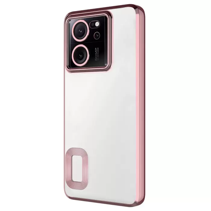 Xiaomi Mi 13T Pro Kamera Lens Korumalı Şeffaf Renkli Logo Gösteren Parlak Omega Kapak