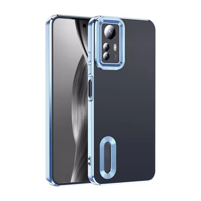 Xiaomi Redmi Note 12s Kamera Lens Korumalı Şeffaf Renkli Logo Gösteren Omega Kapak