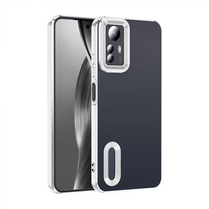 Xiaomi Redmi Note 12s Kamera Lens Korumalı Şeffaf Renkli Logo Gösteren Omega Kapak