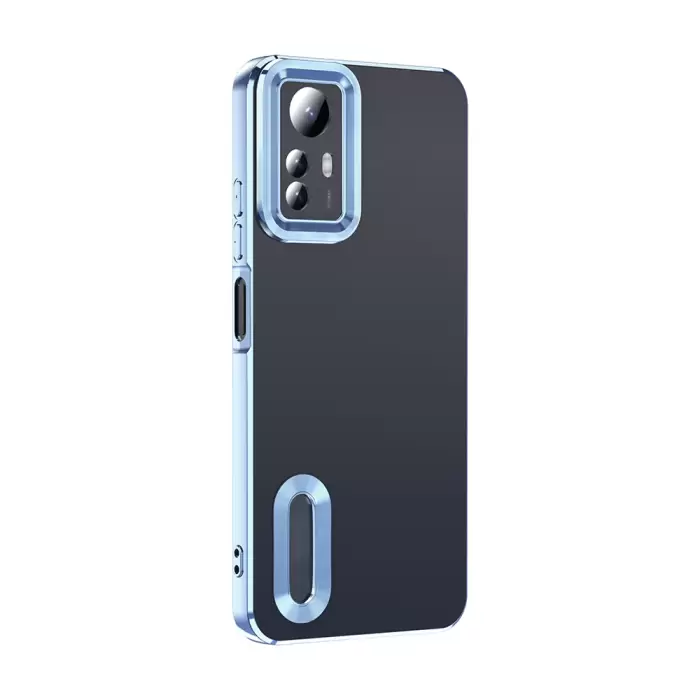 Xiaomi Redmi Note 12s Kamera Lens Korumalı Şeffaf Renkli Logo Gösteren Omega Kapak