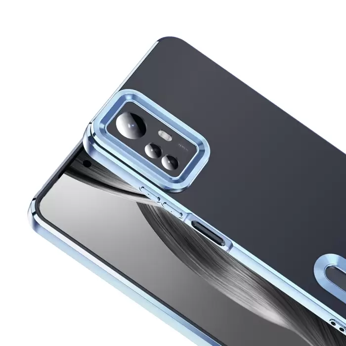 Xiaomi Redmi Note 12s Kamera Lens Korumalı Şeffaf Renkli Logo Gösteren Omega Kapak