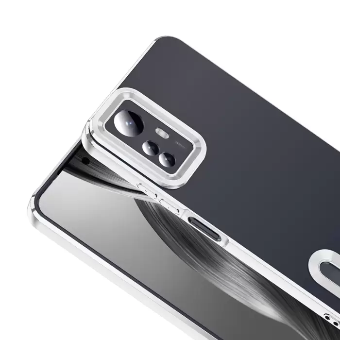 Xiaomi Redmi Note 12s Kamera Lens Korumalı Şeffaf Renkli Logo Gösteren Omega Kapak