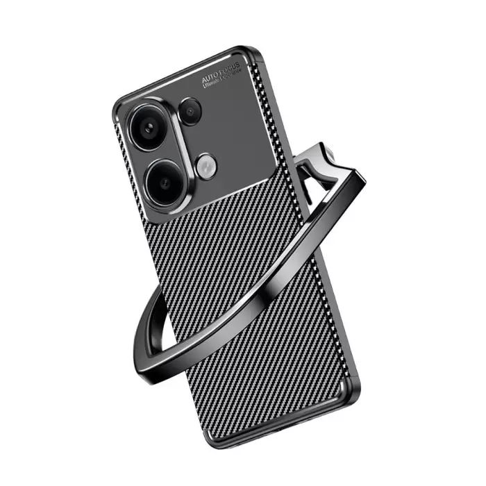 Xiaomi Redmi Note 13 4G Kılıf Lopard Kamera Korumalı Karbon Desenli Negro Kapak Orijinal Yüzey Kılıf