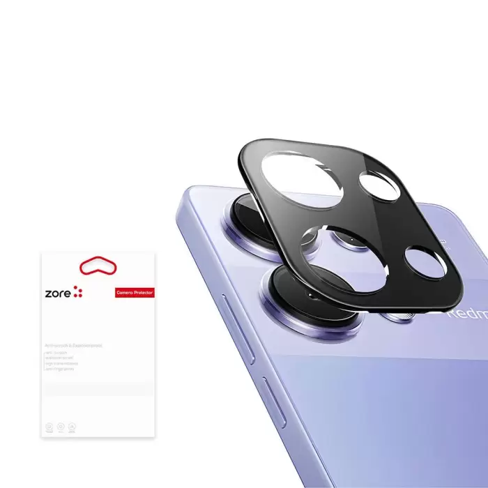 Xiaomi Redmi Note 13 Pro 4G Lopard Siyah Çerçeveli Lens Koruma Parlak Renkli Kamera Koruyucu CL-08 Cam 3D-Kamera-Cam