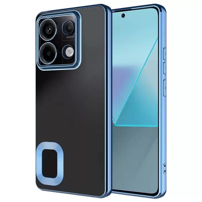 Xiaomi Redmi Note 13 Pro 5G Kamera Lens Korumalı Şeffaf Renkli Logo Gösteren Parlak Omega Kapak