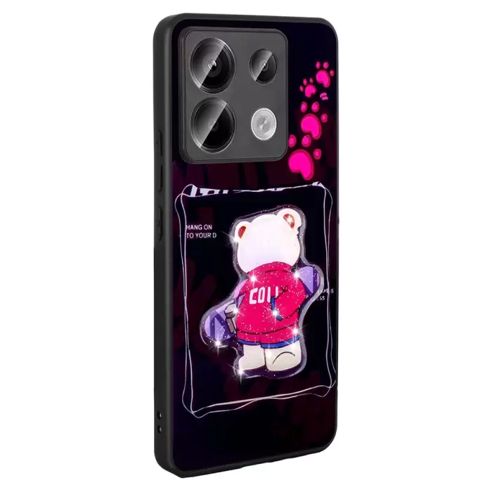 Xiaomi Redmi Note 13 Pro 5G Kılıf Parlayan Kabartmalı İkonik Figürlü Lopard Amas Silikon Kapak