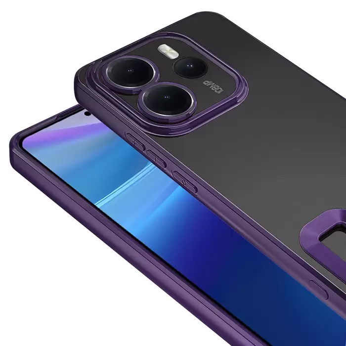 Xiaomi Redmi Note 14 4g Kamera Lens Korumalı Şeffaf Renkli Logo Gösteren Omega Kapak