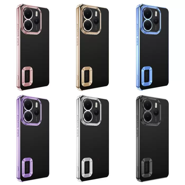 Xiaomi Redmi Note 14 4g Kamera Lens Korumalı Şeffaf Renkli Logo Gösteren Omega Kapak