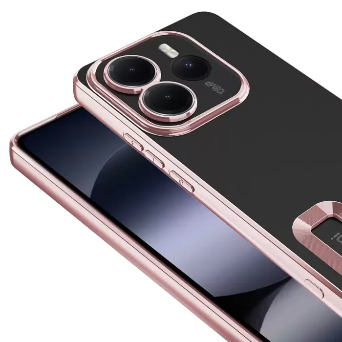 Xiaomi Redmi Note 14 5g Kamera Lens Korumalı Şeffaf Renkli Logo Gösteren Omega Kapak