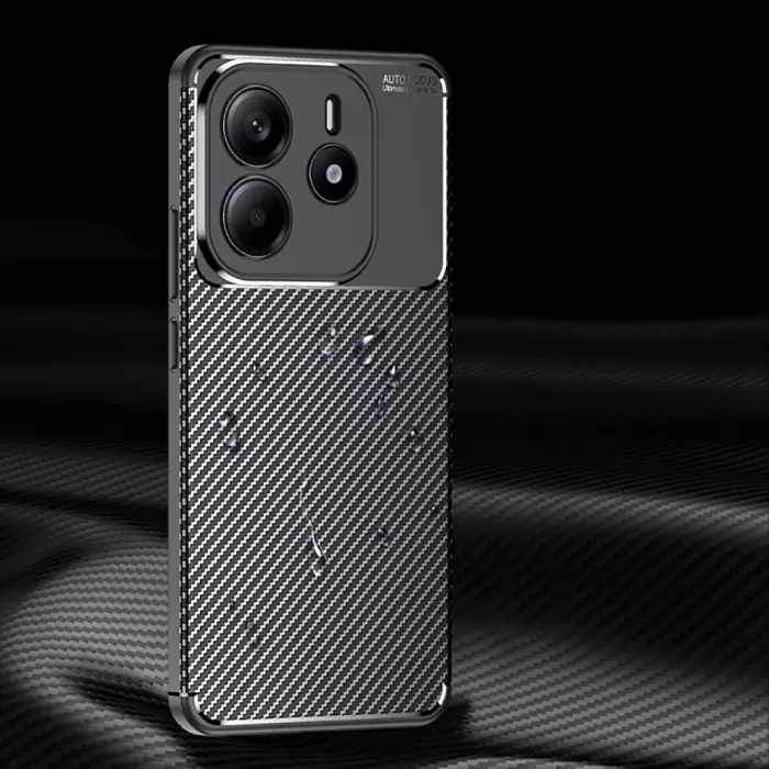 Xiaomi Redmi Note 14 5g Kılıf Lopard Kamera Korumalı Karbon Desenli Negro Kapak Yüzey Kılıf