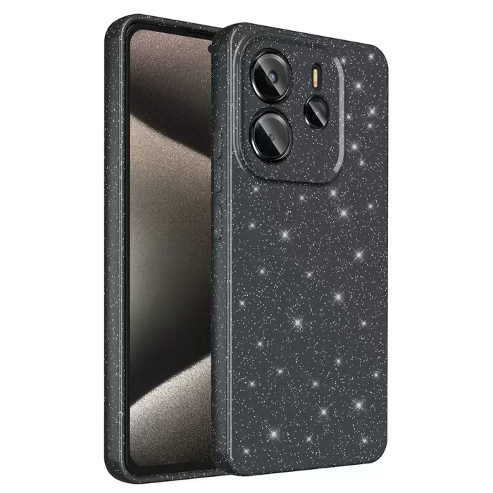 Xiaomi Redmi Note 14 Kılıf Simli Işılıtılı Renkli Parlak Kamera Korumalı Silikon Kapak Koton