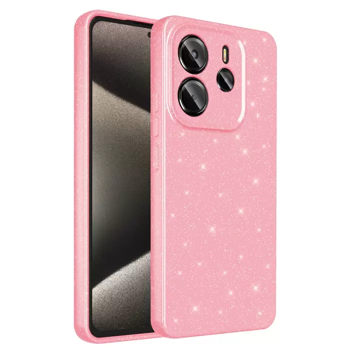Xiaomi Redmi Note 14 Kılıf Simli Işılıtılı Renkli Parlak Kamera Korumalı Silikon Kapak Koton