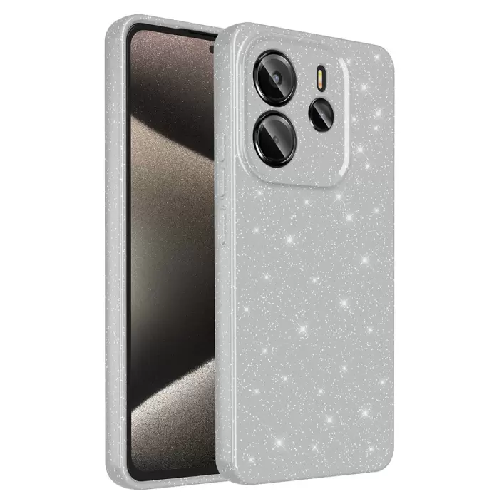 Xiaomi Redmi Note 14 Kılıf Simli Işılıtılı Renkli Parlak Kamera Korumalı Silikon Kapak Koton