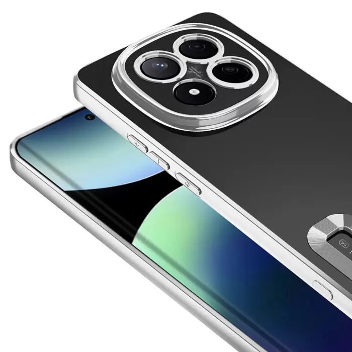 Xiaomi Redmi Note 14 Pro Plus Kamera Lens Korumalı Şeffaf Renkli Logo Gösteren Omega Kapak