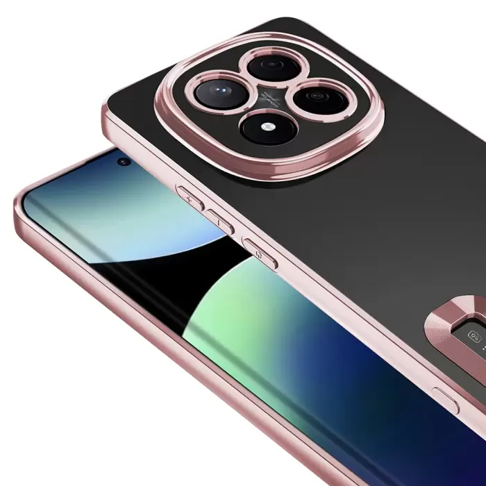 Xiaomi Redmi Note 14 Pro Plus Kamera Lens Korumalı Şeffaf Renkli Logo Gösteren Omega Kapak