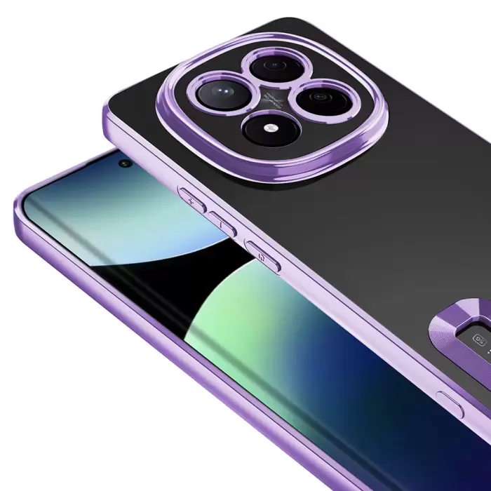 Xiaomi Redmi Note 14 Pro Plus Kamera Lens Korumalı Şeffaf Renkli Logo Gösteren Omega Kapak