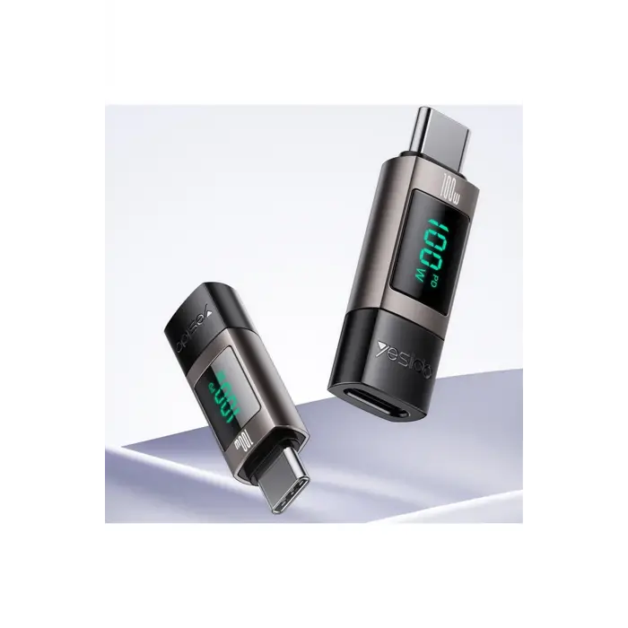 Yesido Gs24 Type-c To Type-c 100w Dijital Ekranlı Dönüştürücü - Siyah