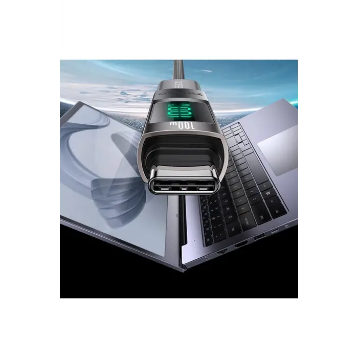 Yesido Gs24 Type-c To Type-c 100w Dijital Ekranlı Dönüştürücü - Siyah