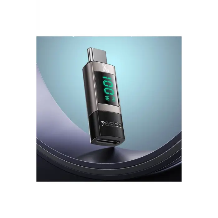 Yesido Gs24 Type-c To Type-c 100w Dijital Ekranlı Dönüştürücü - Siyah