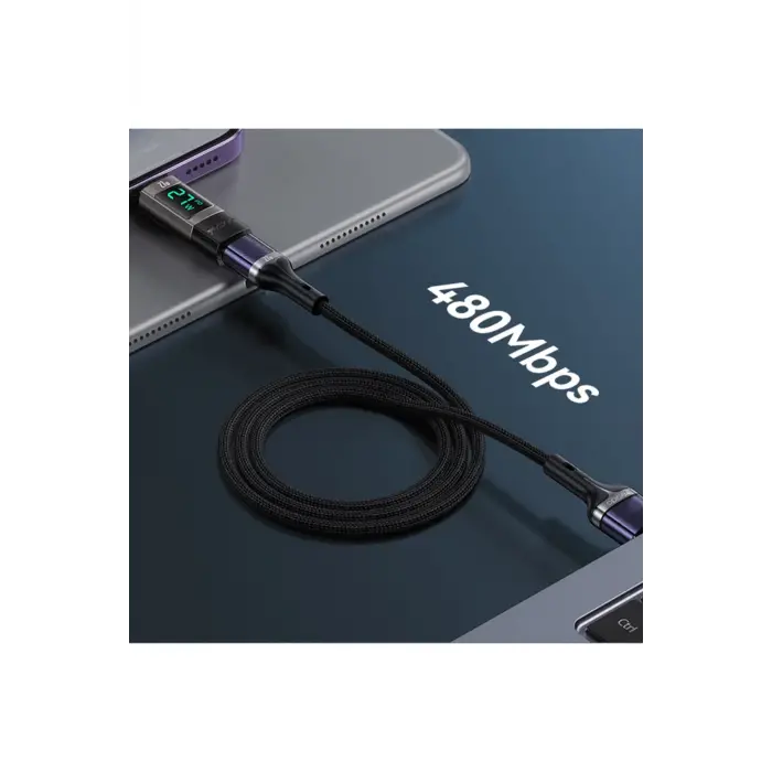 Yesido Gs25 Lightning To Type-c 27w Dijital Ekranlı Dönüştürücü - Siyah