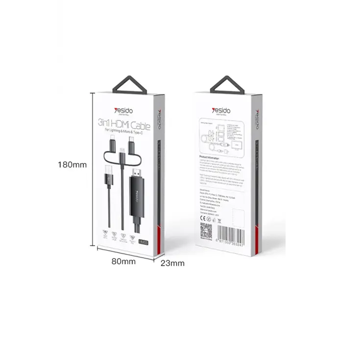Yesido Hm05 1.8m Fhd 3in1 To Hdmı Kablo - Siyah