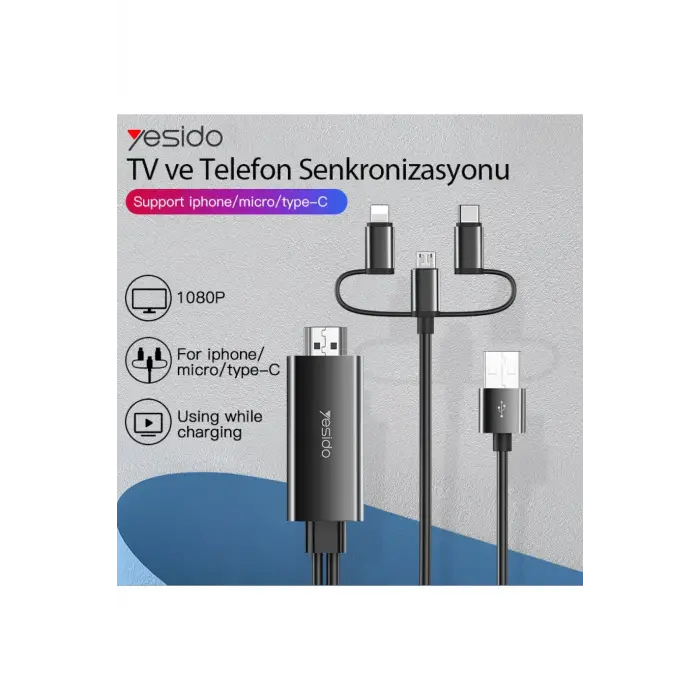 Yesido Hm05 1.8m Fhd 3in1 To Hdmı Kablo - Siyah