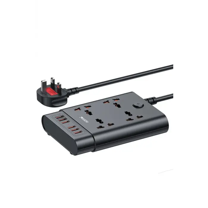 Yesido Mc08 10in1 6 Adet Usb Ve 4 Adet Priz Dönüştürücü 1.8m - Siyah